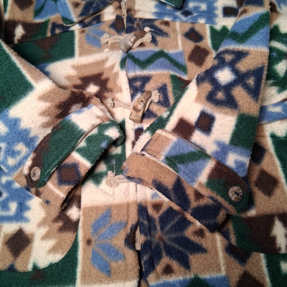 Vintage 1990s Cherokee Fleece Jacket Youth 6 Quilt Pattern Snowflake Gorpcore - Picture 12 of 15